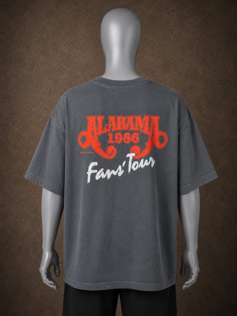 Alabama 1986 Fans' Tour Graphic Oversized T-Shirt – Washed Grey