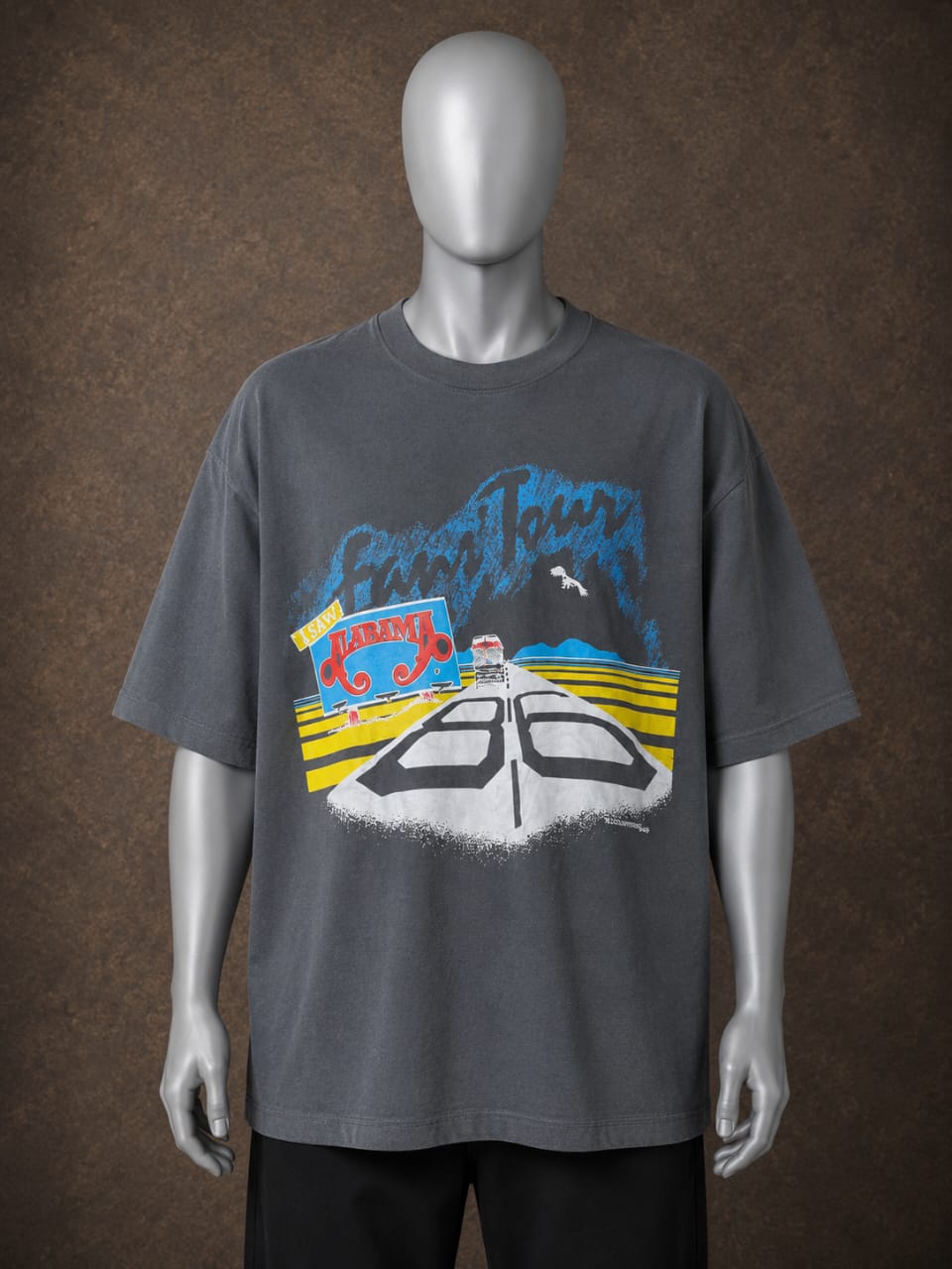 Alabama 1986 Fans' Tour Graphic Oversized T-Shirt – Washed Grey