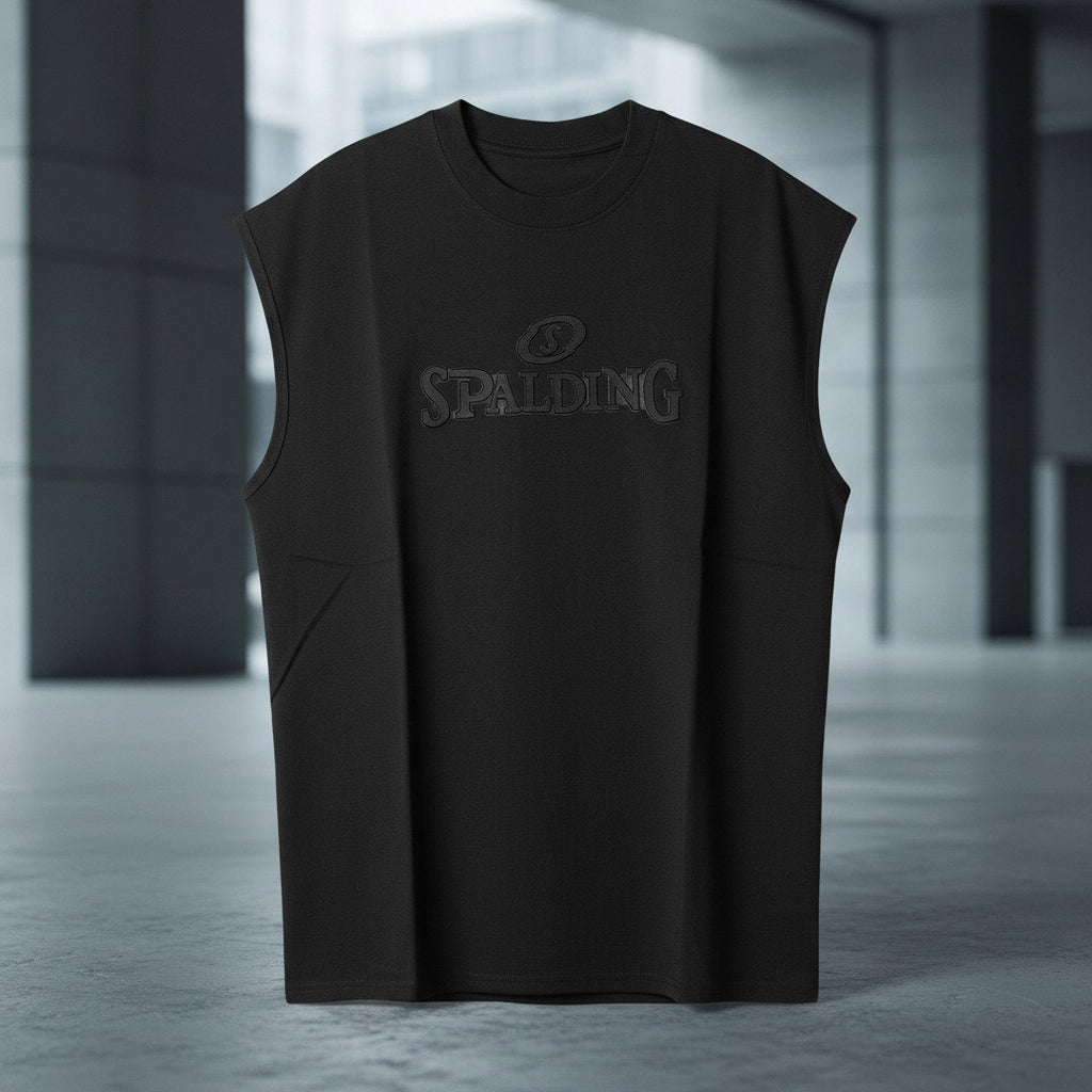 Men's Sleeveless Tonal Logo Tee – Black