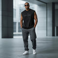 Men's Sleeveless Tonal Logo Tee – Black