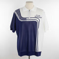 Club Summer Colour Block Zip Polo Shirt – Navy & White
