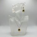Gold Teardrop Pendant Necklace & Earrings Set