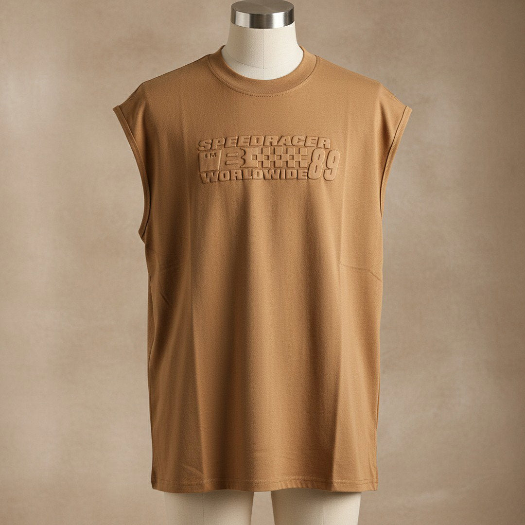 Men's Speedracer Worldwide 89 Embossed Sleeveless Tee – Camel