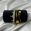 Gold Crown Bangle Stack Set – 3-Piece Luxury Bracelet Set