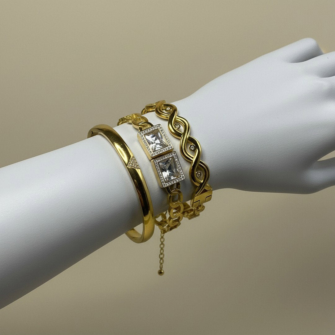 Gold Bracelet Stack Set (3-Piece)