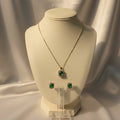 Emerald Green Crystal Pendant Necklace & Stud Earrings Set