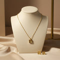 Gold Square Pendant Necklace & Stud Earrings Set – Minimalist Jewellery Set