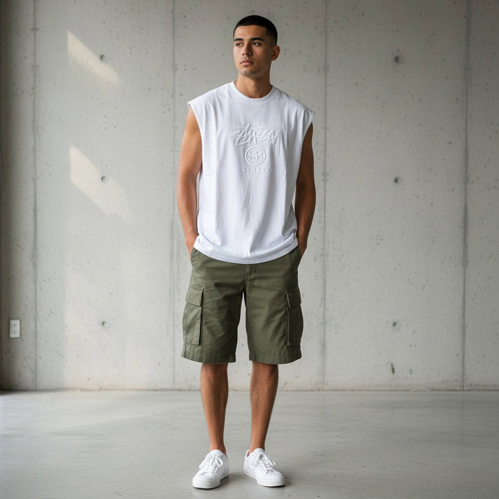 Men's Sleeveless Graphic Tee – White