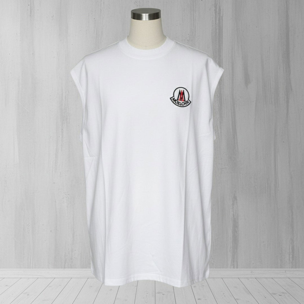 Men's Moncler Badge Sleeveless Muscle Tee – White
