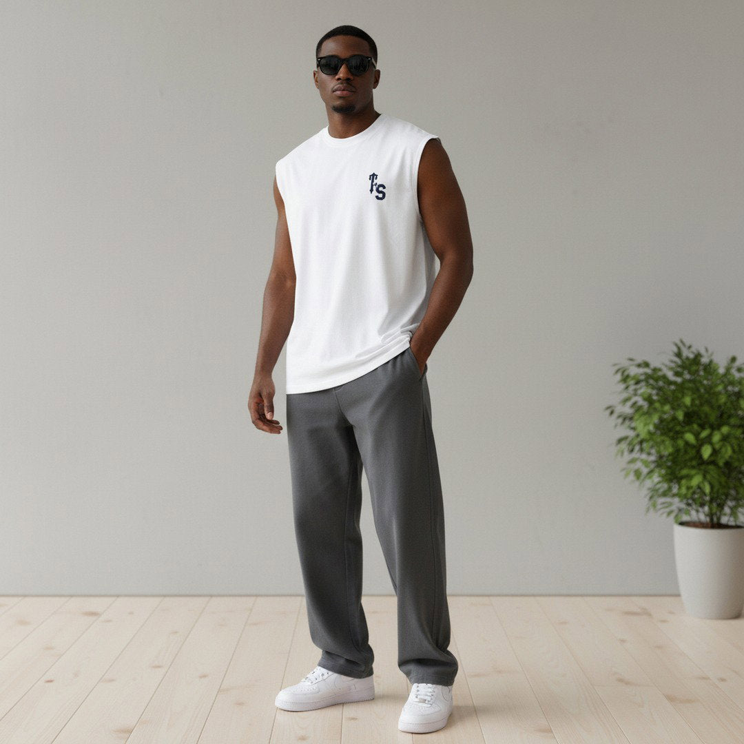 Men's TS Star Logo Sleeveless Muscle Tee – White