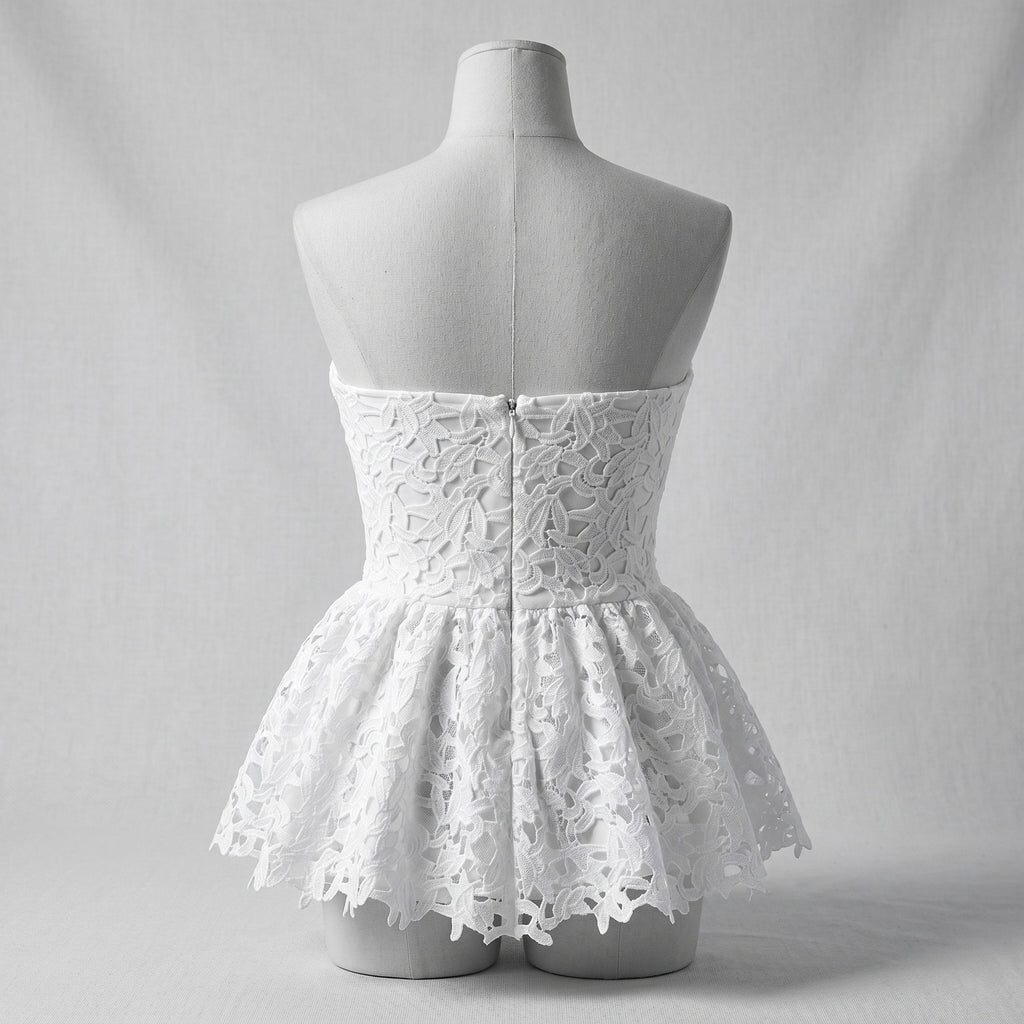 White Floral Lace Strapless top
