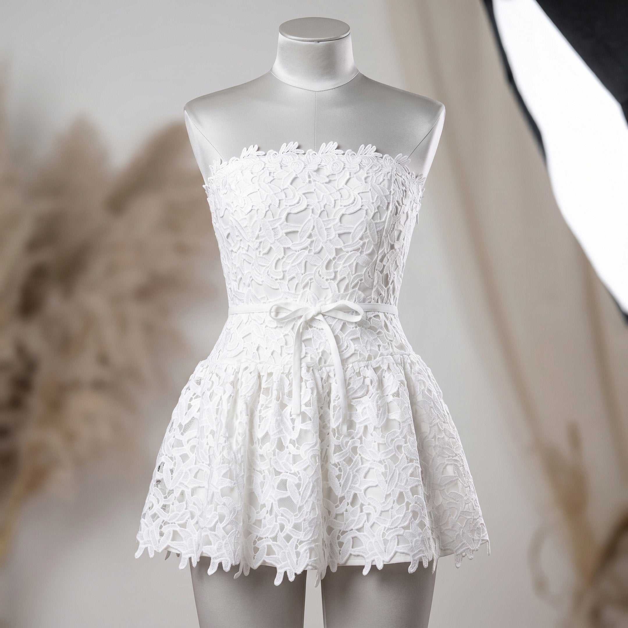 White Floral Lace Strapless top